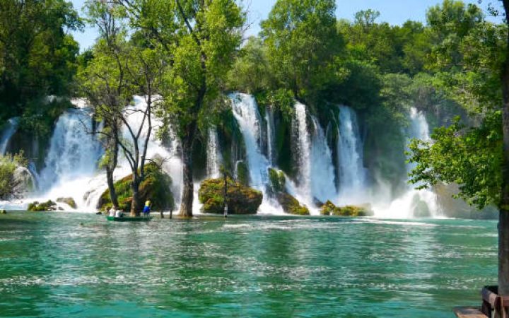 Kravica Waterfall, is a large tufa cascade on the Trebižat River, in Bosnia and Herzegovina